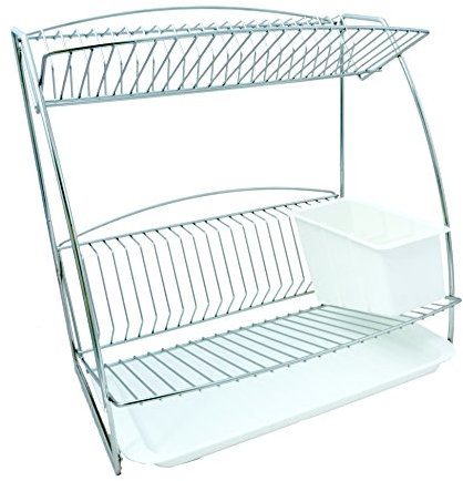 Delfinware 3003SS Stainless Steel 2 Tier Plate Rack, Silver