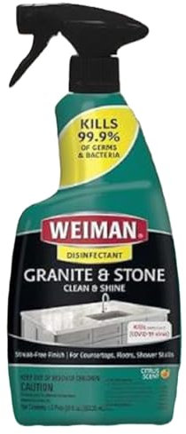 Weiman Granite & Stone Cleaner, Polish & disinfectant Spray for Countertops, floors, shower stalls 16 fl oz.