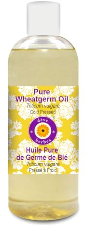 Deve Herbes Pure Huile de Germe de blé (Triticum vulgare) Pressé à Froid qualité thérapeutique naturelle 200ml (6,76 oz)