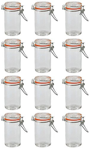 Einmachglas Vorratsglas mit orangenem Silikonring und Bügelverschluss 70 ml 250 ml 500 ml 1000 ml, Größe/Stückzahl:70 ml / 12 Stück