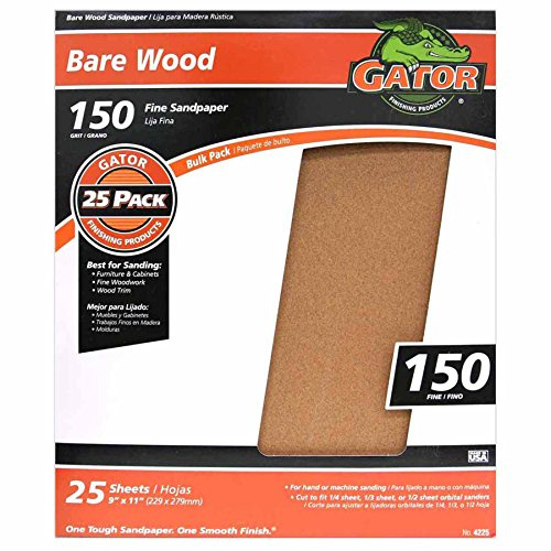 Gator 9 x 11 Bare Wood Sanding Sheets, 150 Grit, 25 Pack