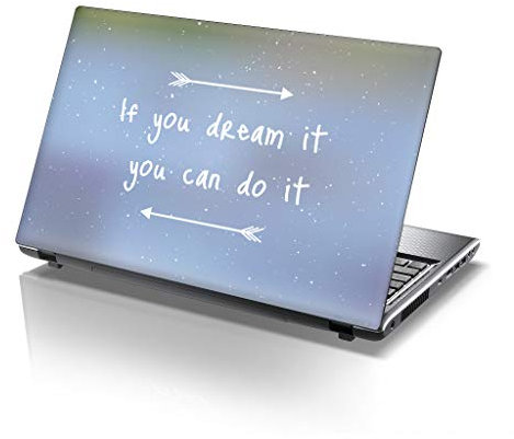 TaylorHe 15.6 inch 15 inch Laptop Skin Vinyl Decal with Colorful Patterns and Leather Effect Laminate MADE IN England Dream it Do it Slogan