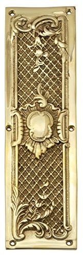 Castelion® Solid Brass Closed Trellis Finger Plate | Brass Door Accessories | Ornate Home Decor Perfect for Traditional Homes | 11inch
