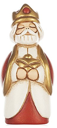 THUN - Re Magio Gaspare con Mirra - Versione Rossa - Statuine Presepe Classico - Ceramica - I Classici
