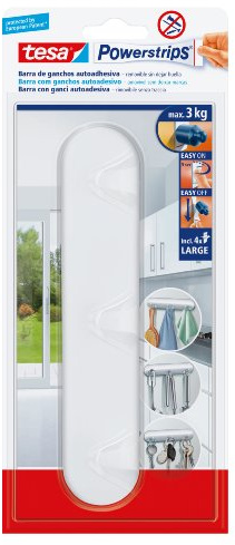 tesa Powerstrips Kleiderbügel mit 3 Haken, weiß