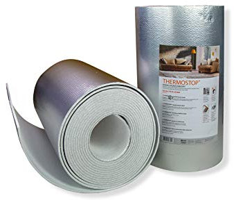 Marbet Design 5 qm Reflexionstapete Thermo-Stop 6 - Isolierfolie für Heizkörper, 10m x 500mm x 6mm, Aluminiumfolie, EPS, 45 kg/m³