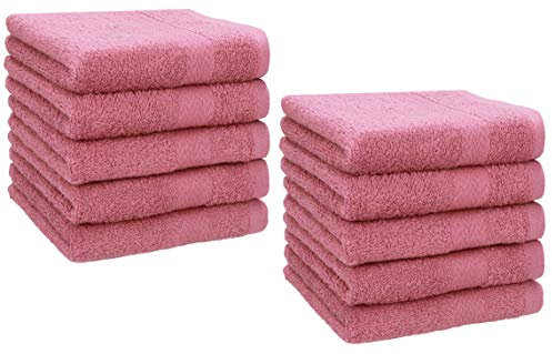 Betz Set di 10 lavette Premium misura 30 x 30 cm 100% cotone Colore rosa antico
