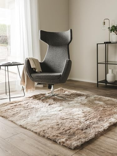 benuta Nest Alfombra Salon de Pelo Largo Whisper - Beige/Marrón Claro 150x150 cm - Suave y Acogedora para Dormitorio y Sala de Estar - Fácil de Limpiar - Apta para Suelos radiantes