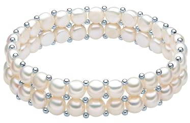 Valero Pearls Bracciale da Donna in Argento Sterling 925 con rodio con Perle coltivate d'acqua dolce bianco 60201666