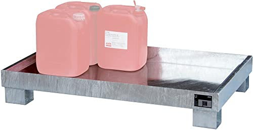 Bauer Kleingebinde-Auffangwanne, BxLxH 1300x800x205 mm, Auff.vol. 84 l, ohne Gitterrost, verzinkt