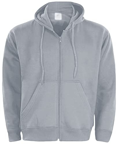 True Face Mens Hoodie Zip-Up Hooded Top Long Sleeve Jacket Grey L