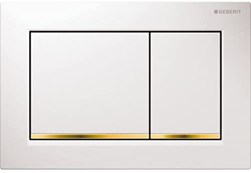 Geberit, Piastra di azionamento per cassette di risciacquo ad incasso Omega 30 115.080.KK.1, doppio scarico, bianco/dorato, 115080KK1