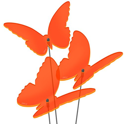 SUNPLAY Sonnenfänger Schmetterlinge Maddy in ORANGE, 3 Stück je 20 cm Durchmesser im Set + 70 cm Schwingstäbe
