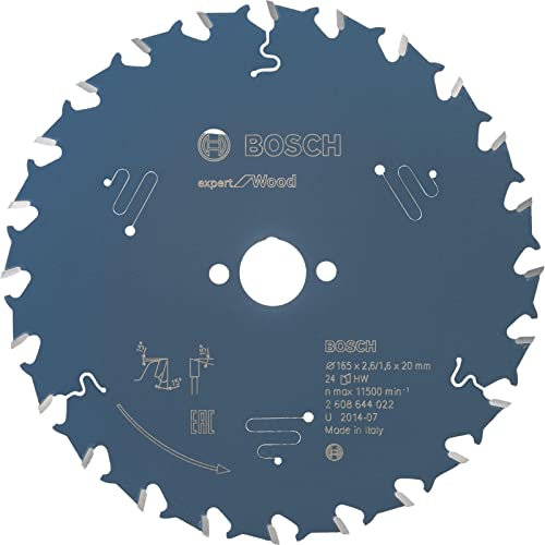Bosch Professional Kreissägeblatt Expert for Wood (Holz, 165 x 20 x 2,6 mm, 24 Zähne, Zubehör Kreissäge)