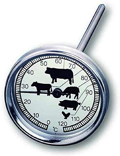 TFA Dostmann Termometro analogico per arrosti, 14.1002.60.90, Acciaio Inox, termometro per Carne, Forno/griglia, termometro da Cucina