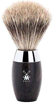 MÜHLE Kosmo Rasierpinsel - Rasurpinsel aus feinem Dachshaar - Griff aus edler Mooreiche und Metallakzenten