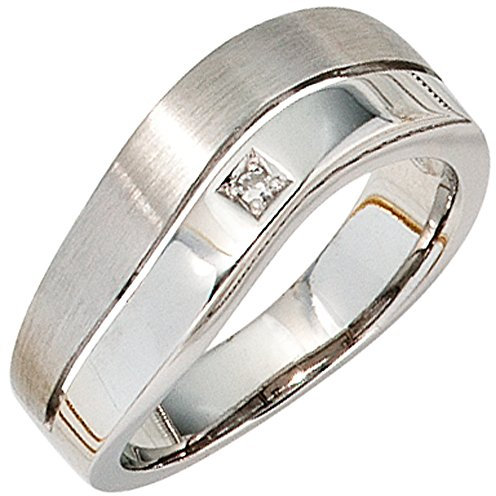 Jobo Damen-Ring aus 14 Karat 585 Weißgold mit Diamant Größe 60