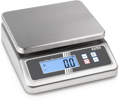 KERN Kompakte Edelstahl-Tischwaage mit Großen Wägebereichen und Schutzart IP67 Gegen Staub und Spritzwasser, Wägebereich 16/30kg, Ablesbarkeit 2/5g