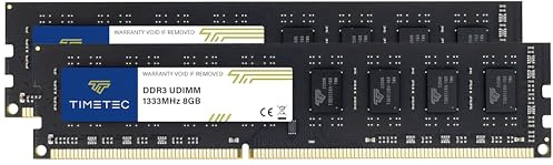 Timetec Hynix IC 16GB Kit (2x8GB) DDR3 1333MHz PC3-10600 Unbuffered Non-ECC 1.5V CL9 2Rx8 Dual Rank 240 Pin UDIMM Desktop Memory Ram Module Upgrade (16GB Kit (2x8GB))