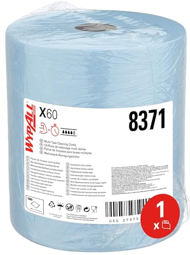 WypAll X60 Tücher 8371 auf Großrolle – 1 Großrolle mit 500 blauen, 1-lagigen Tüchern