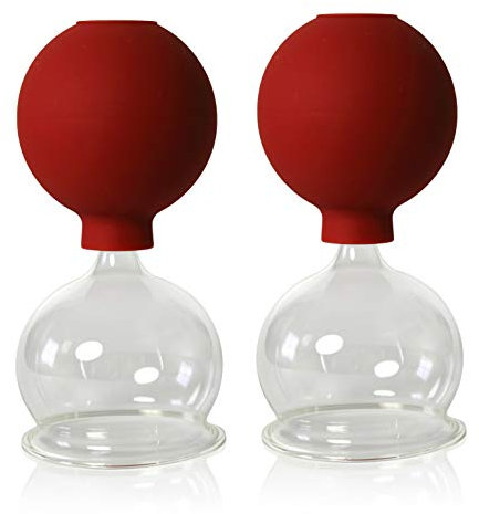 Lauschaer Glas Schröpfgläser mit Ball 2 Stück 60mm zum professionellen, medizinschen, feuerlosen Schröpfen, Schröpfglas, Schröpfgläser,