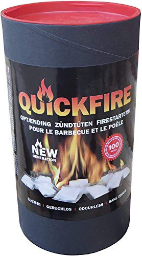Quickfire 1000 Anzünder Kaminanzünder Grillanzünder Ofenanzünder Anzünder für Kamine, Kaminöfen, Zündbeutel + gratis 1 Stück Rotthues Feuerzeug
