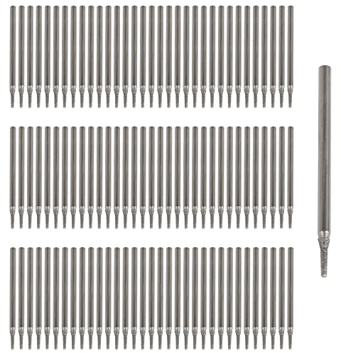 BQLZR 1mm Silver Gemstones Diamond Burrs Engraving Drill Bits Jewelry Jade Carving Drill Hole Tools Pack of 100