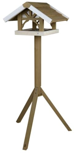 Trixie 55802 natura Futterhaus mit Ständer, 45 × 28 × 44 cm/1,25 m, grau/weiß