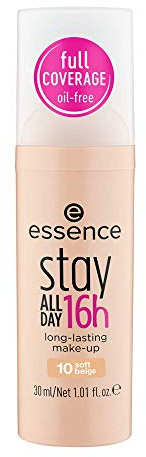 essence cosmetics stay ALL DAY 16h long-lasting make-up, Make Up, Foundation, wischfest, wasserfest, Nr. 10 soft beige, nude, für Mischhaut, langanhaltend, vegan, ölfrei, ohne Alkohol (30ml)