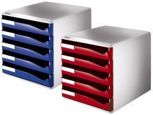 1 X LEITZ Postset 5Schubladen lichtgrau/rot 5280-00-25