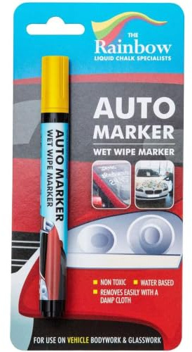 Window Markers for Glass Washable Car Window Paint Pen- Dry Erase Liquid Chalk Marker Car Decorations on All Surfaces, Tire, Windshield - Auto Marker, Autowriter, Rain Resistant (Yellow, Fine Tip)