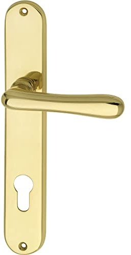 Marchesi 1022.15A.002.M Drückergarnitur ELEGANT 22-auf Langschild Profilzylinder Entfernung 88mm, für Türstärke 38-43mm, Messing poliert