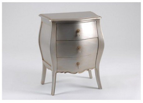 Amadeus Mini Commode 3 tiroirs Murano Argent Silver, Bois, Standard