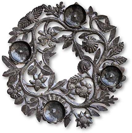 Advent Wreath, or Centerpiece for The Holiday's, Metal Art Haiti, Family Dining Decor, Handmade, Quality Craftsmanship, Fair Trade 15 x 15 Inches