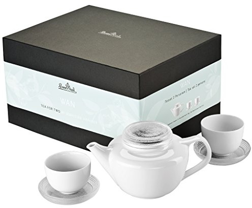 Rosenthal - WAN Teeset 5-TLG. Weiss/Glas 2 Tassen - 2 Untertassen - 1 Teekanne 0,07 l