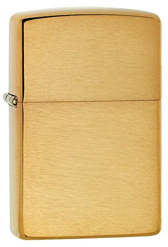 Zippo - Windproof Lighter, Brushed Brass Armour Heavy Wall, Base Model, Refillable, Reusable, Windproof Design, Gift Box, Made in the USA