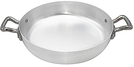 Pentole Agnelli Family Cooking Aluminium Omelettpfanne mit 2 Griffen, Durchmesser 40 cm, Silber, 40 cm