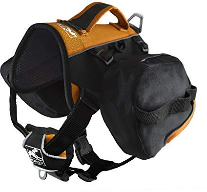 Kurgo Baxter, Trekking-Rucksack für Hunde, Verstellbarer Hunde-Rucksack, für Wandern, Laufen, Camping, Schwarz/Orange