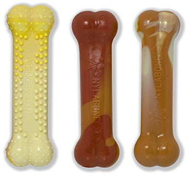 Nylabone Juguete masticable para higiene Dental en Forma de Hueso para Perros con mordida agresiva, Triple Pack, frenesí de Sabor, para Perros Adultos de hasta 11 Kilos 135 g