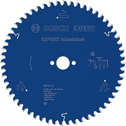 Bosch 1x Hoja de sierra circular con cable EXPERT Aluminium | para Aluminio, Ø 190 mm, Professional Accesorios Sierras circulares de mano con cable, Sierra de inmersión