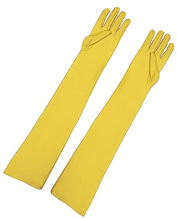 sourcing map Damen Lange Handschuhe 1920er Jahre Abend Party Vollfinger Fäustlinge Eleganter Opernhandschuh Gold One Size