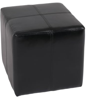 Mendler Sitzwürfel Hocker Sitzhocker Onex 36x36x36cm - schwarz | Leder + Kunstleder, MVG-Zertifiziert