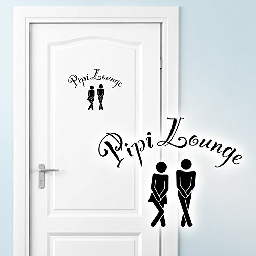 Grandora WC Türaufkleber PIPI Lounge + Mann Frau I dunkelgrau (BxH) 17 x 13 cm I Piktogramm Badezimmer Toilette Klo Wandtattoo Sticker Wandsticker Wandaufkleber W685