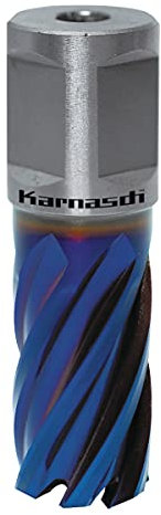 Karnasch 201284024 Blue-Drill Line 30 Kernbohrer aus pulverbeschichtetem Stahl + DURABLUE Beschichtung, Weldon-Griff, 24 mm Schnittdurchmesser, 30 mm Nutzlänge, 19 mm Schaftdurchmesser