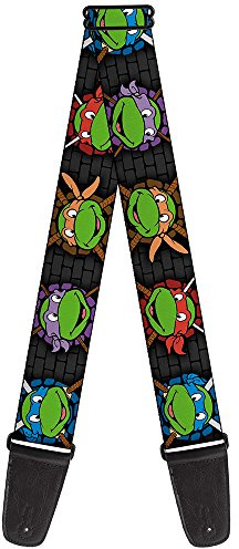 Teenage Mutant Ninja Turtles Buckle-Down Gitarrengurt – Classic TMNT Expessions/Battle Gear grau/mehrfarbig – 5,1 cm breit – 73,7–137,2 cm Länge