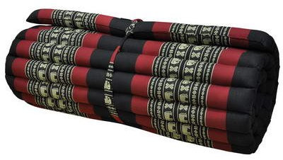 Kapok-coussin de yoga thaï, coussin, oreiller, coussin tantrakissen-noir/rouge/motif éléphant, Coton, Rollmatte breit - 81614, 1