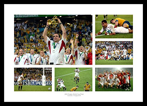 Framed England Rugby Team 2003 World Cup Final Photo Memorabilia