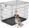 KCT Large Dog Crate with Removeable Plastic Tray Metal Puppy Pet Cage– Folding Training Pet Pen with 2 Doors