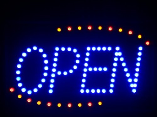 ADVPRO nled001-b Blue Open Geöffnet Offen LED Schild Neon Business Light Sign (40.6cm x 25.4cm) Neonlicht Lichtwerbung Leuchtreklame