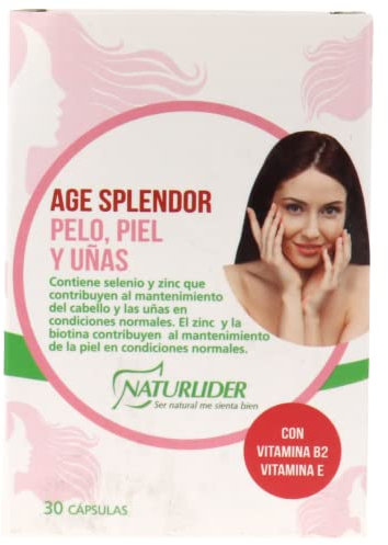 Naturlíder- Age Splendor suplemento natural para fortalecer Pelo, Piel y Uñas- 30 cápsulas de 953mg